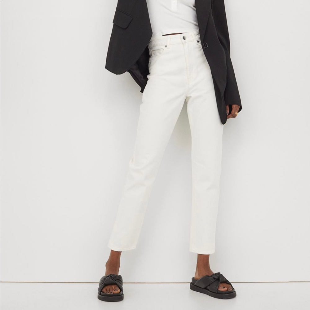H&M Slim Mom High Ankle Jeans, cream, size 8